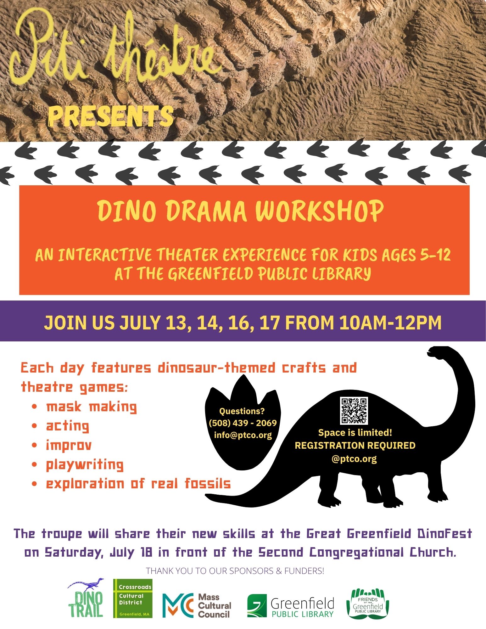 Dino Drama Workshop at GPL flyer
