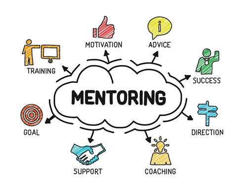 mentoring. chart with keywords and icons. sketch
